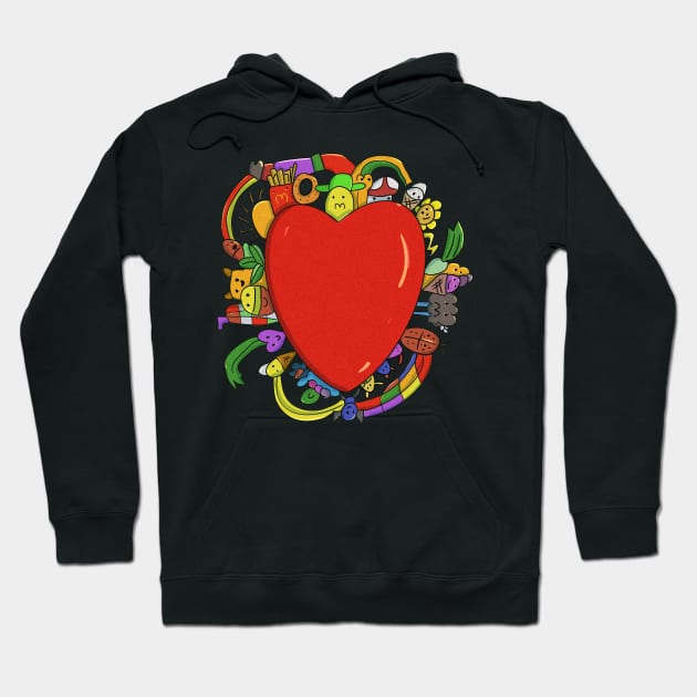 Doddle Red Heart Worm Potato Hoodie by Arbimditya